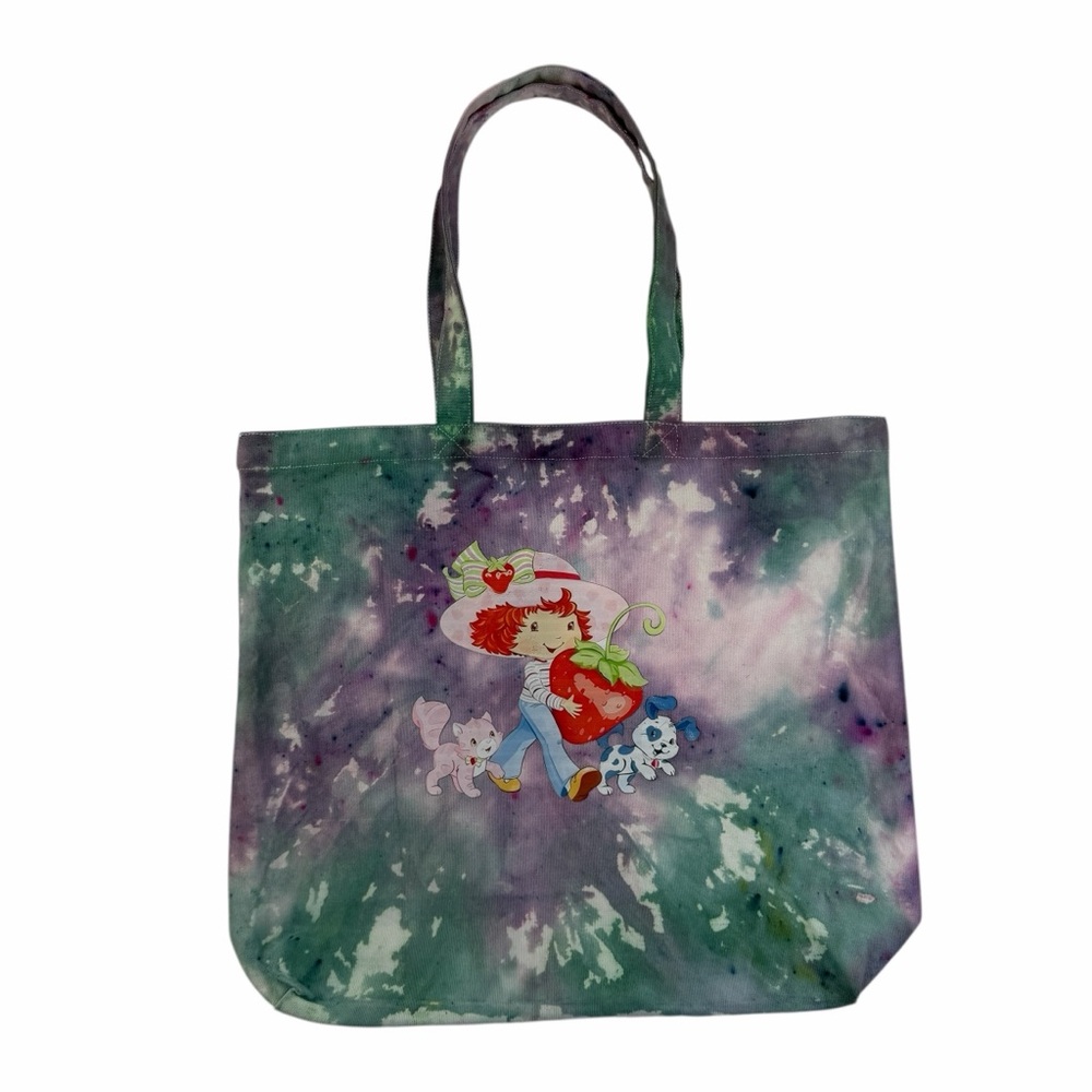 Strawberry Shortcake Girl Tie-Dye Canvas Tote Bag in‎ Green & Purple